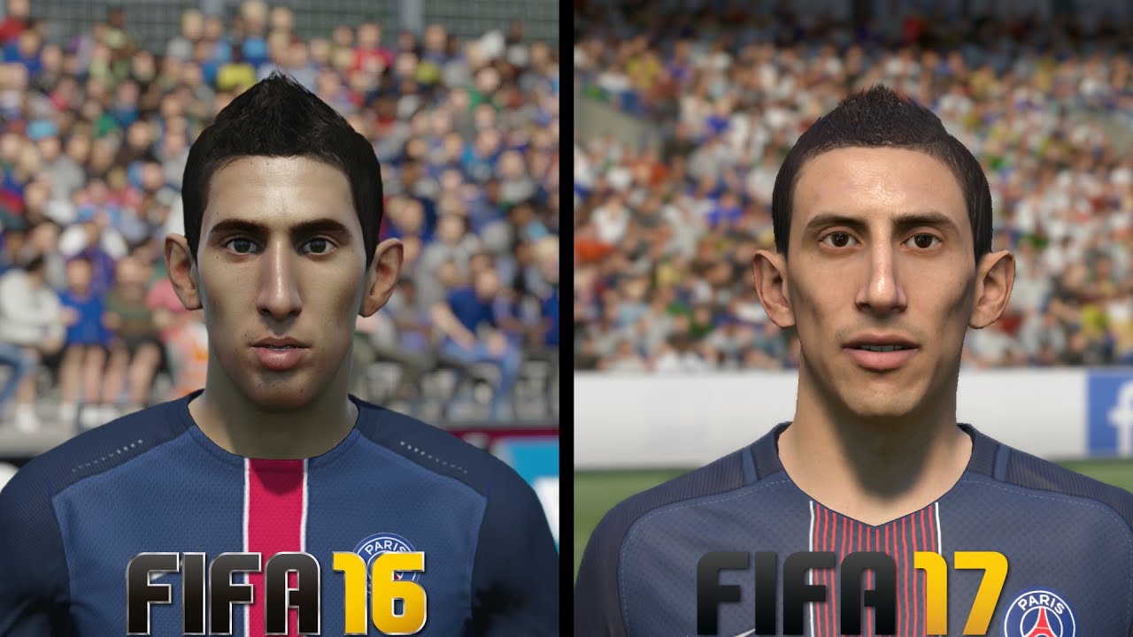 FIFA 17 vs FIFA 16 Paris Saint-Germain (PSG) Faces Comparison