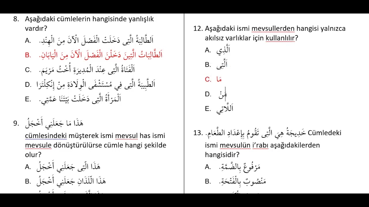 İSMİ MEVSUL ÇÖZÜMLÜ SORULAR