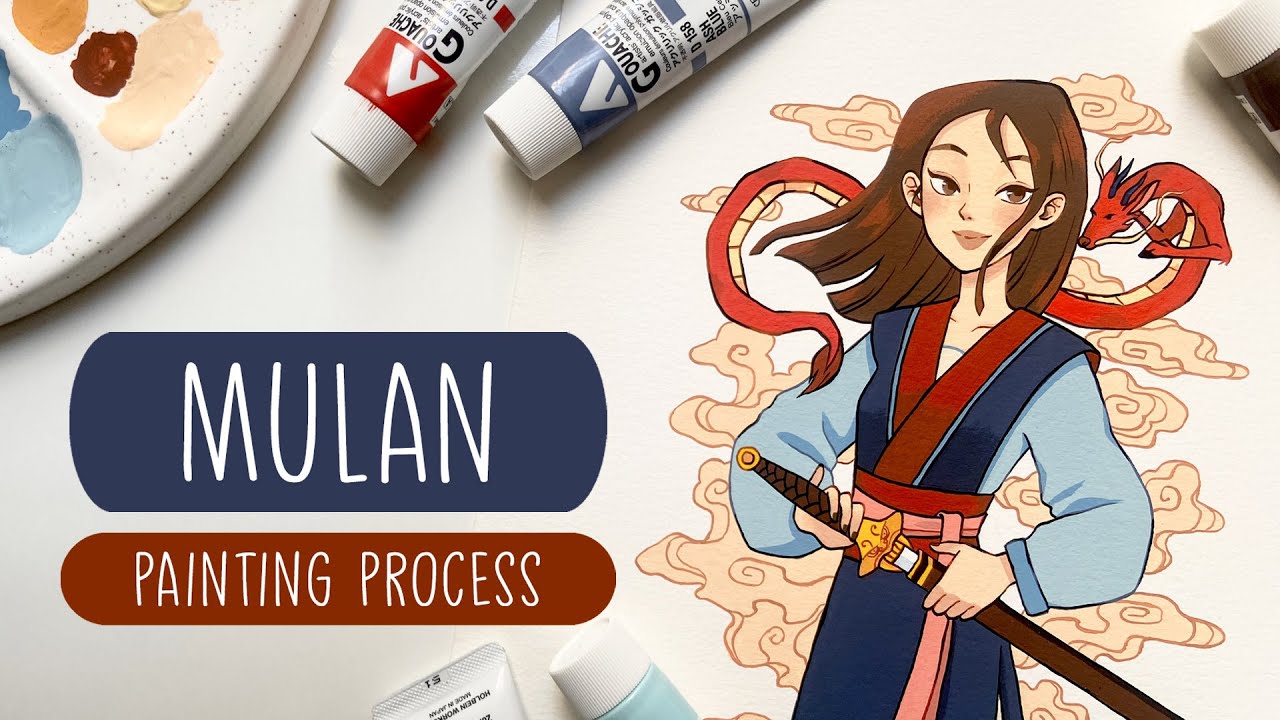 🌺 Mulan 🌺 Relaxing Holbein Acryla Gouache Painting Process / Disney Princess #07