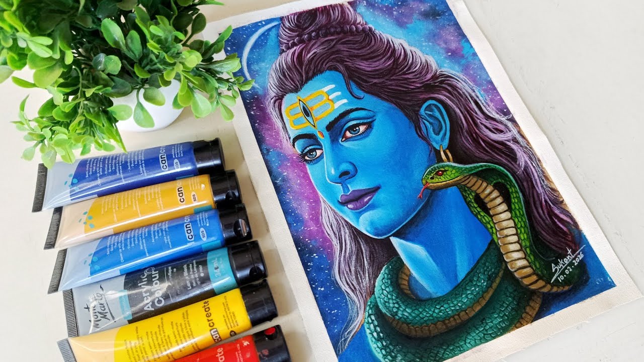 Lord Shiva Drawing, Mahadev Drawing, Acrylic Painting