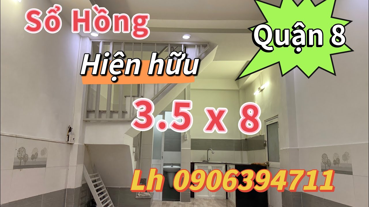 Quận 8) 👉sổ Hồng riêng💥 DT 3.5 x8 một trệt 2 Lầu 2p2wc hẽm thông 🏡nhà mới vô ở liền 🌺Lh 0906394711
