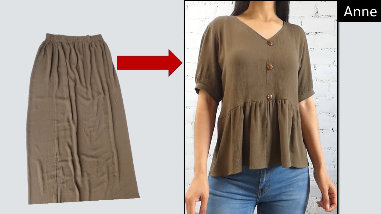 ПЕРЕРАБОТКА превращает старую юбку в красивую блузку / ЛЕГКО для начинающих