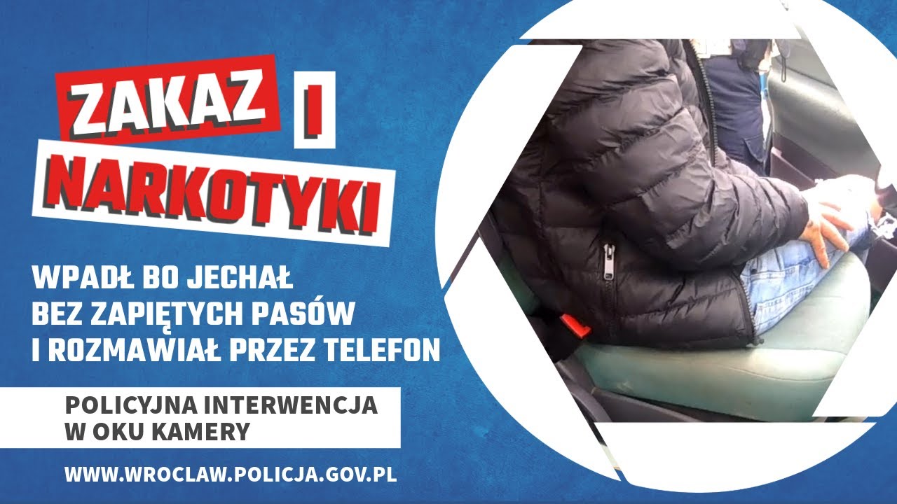 Wpadł przez brak pasów i rozmowę telefoniczną