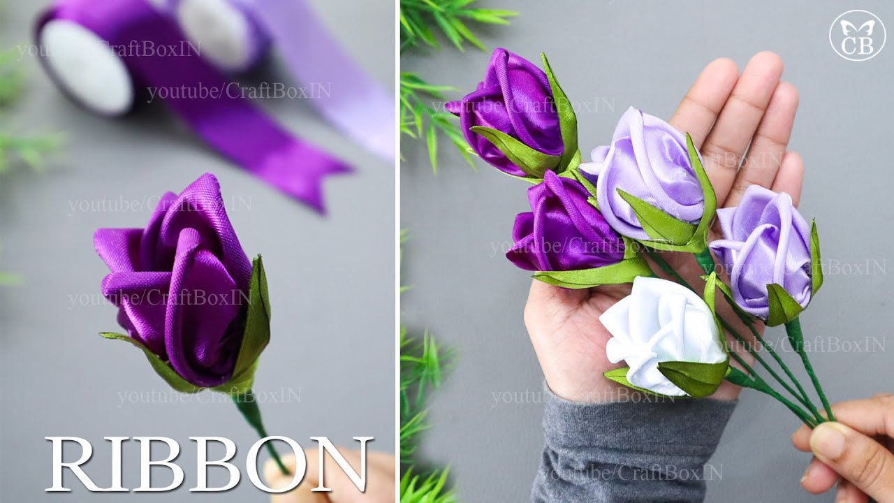 DIY Satin Ribbon Rose flowers | How to make ribbon rose | Ribbon decoration ideas | Rose buds