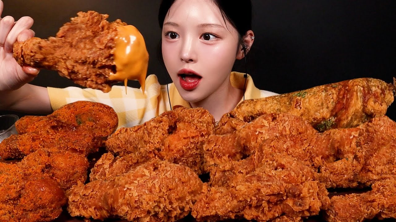 SUB)바삭끝판왕 bbq 황금올리브 치킨에 신메뉴 뿜치킹 먹방🍗핫크리스피 새우스틱까지 Chicken Mukbang Asmr