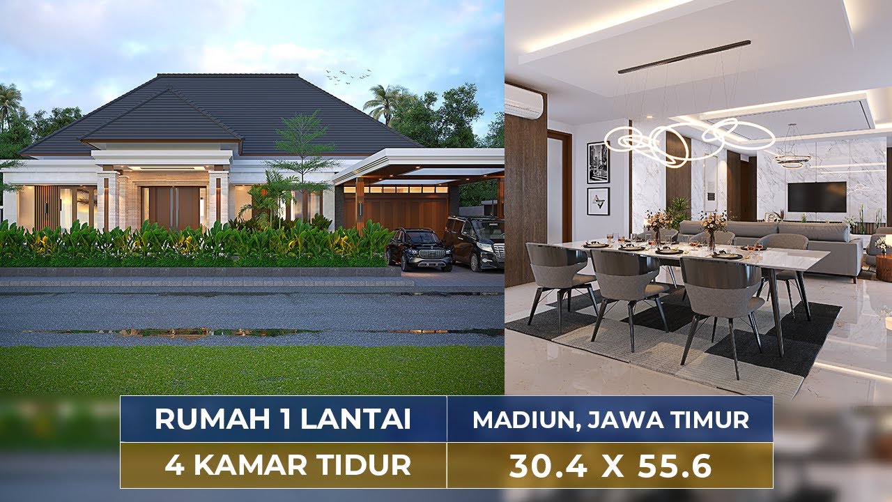 MENENANGKAN!! DESAIN RUMAH MODERN 1 LANTAI DI MADIUN INI PUNYA TAMAN YANG LUAS! - JASA ARSITEK