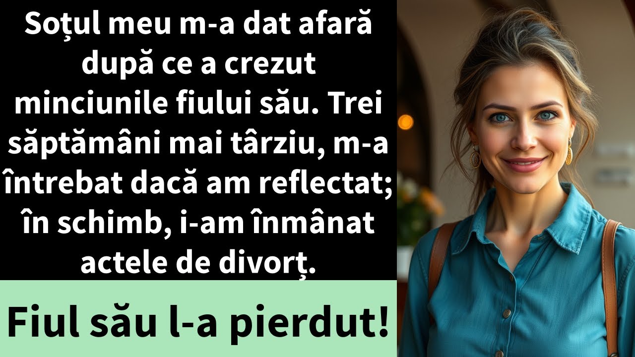 Soțul meu m-a dat afară după ce a crezut minciunile fiului său. Trei săptămâni mai târziu,