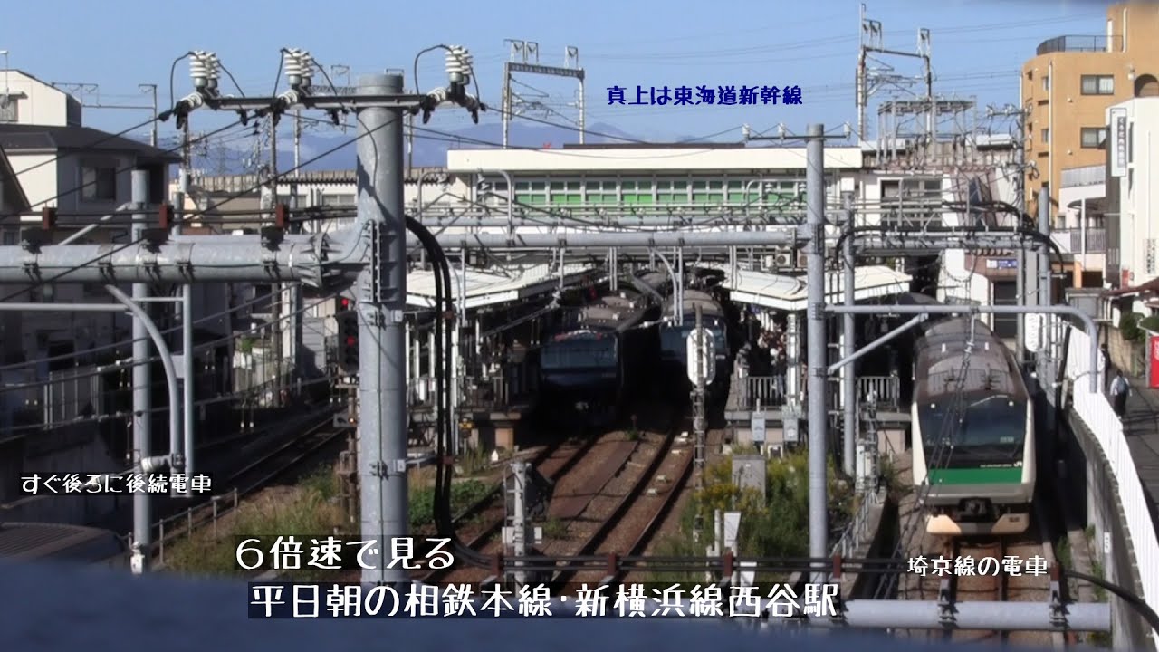 【６倍速】平日朝の相鉄本線･新横浜線西谷駅2025年版（字幕入り）