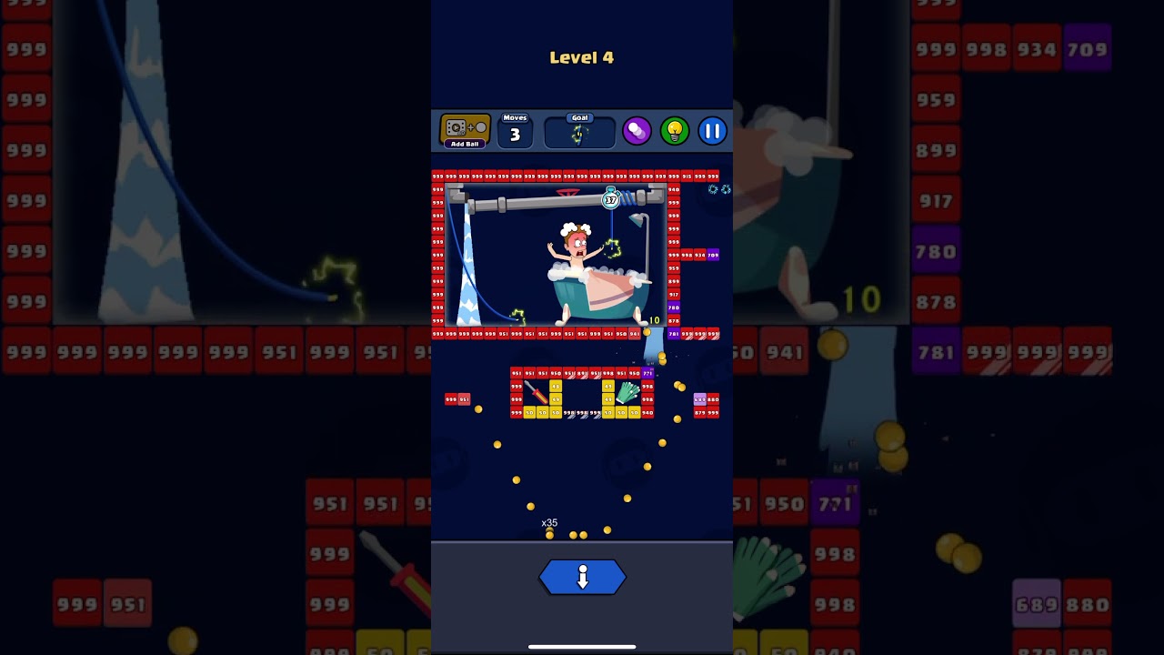 Bricks Ball Crusher SOS Level 4. Win with 1 move left. 