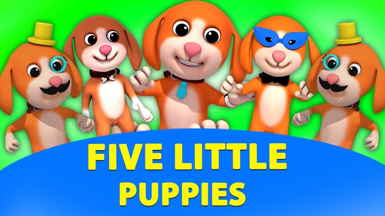 cinco pequeños cachorros | Canciones Infantiles | Five Little Puppies | Baby Box Espanol