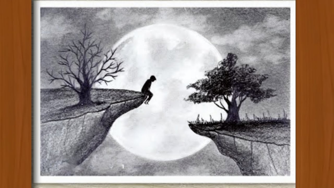 how to draw alone sitting boy on mountain || beginners step by step sk || easy sketch for beginners