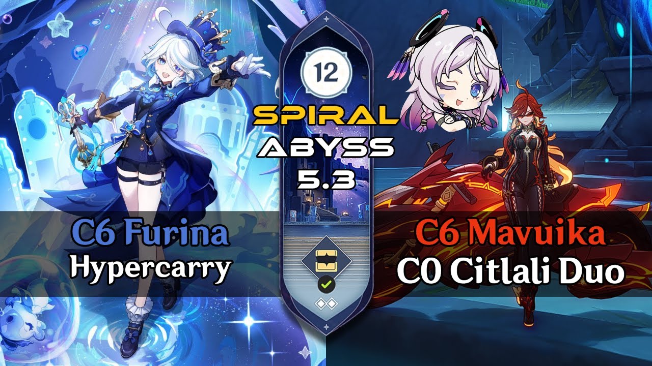 NEW SPIRAL ABYSS V5.3 FLOOR 12 C6 FURINA + C6 MAVUIKA CITLALI DUO | Genshin Impact