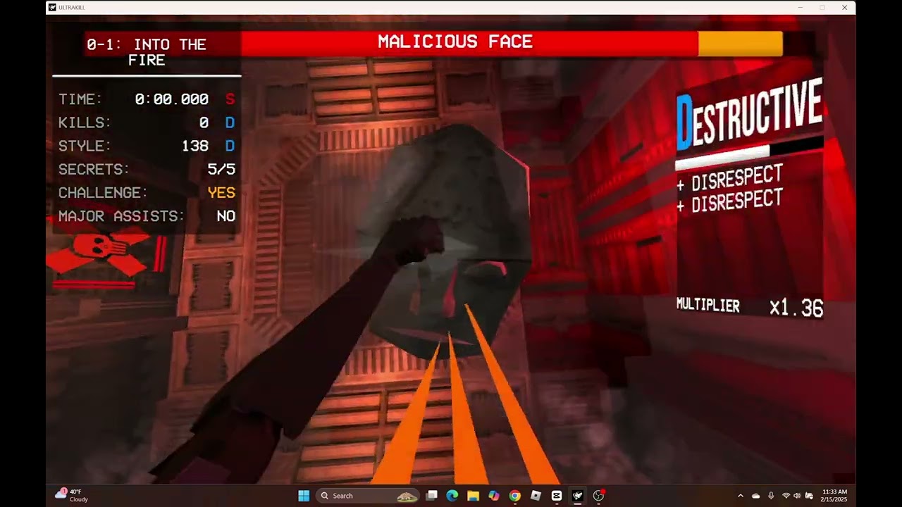 beating ultrakill's demo 0-1 in 0 seconds