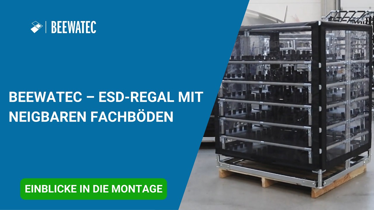 BEEWATEC – ESD-Regal mit neigbaren Fachböden