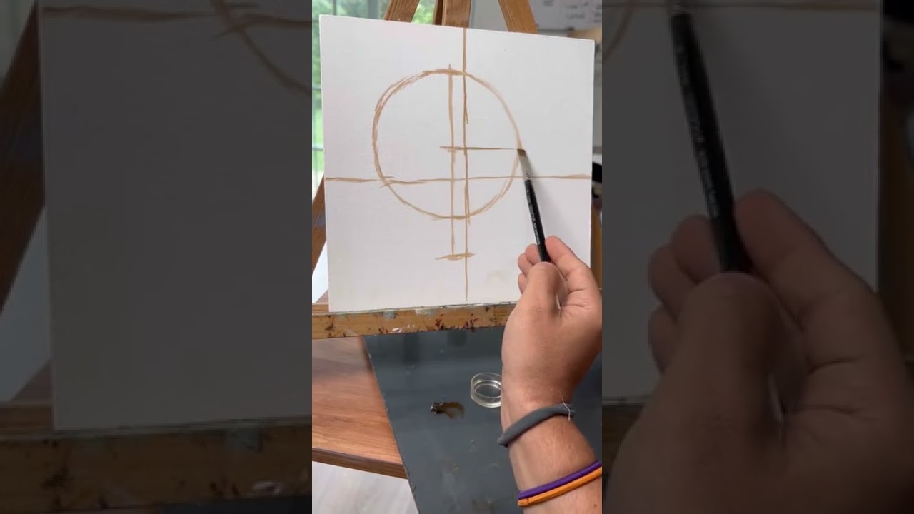 &iquest;C&oacute;mo trazar rostro para pintar? / Dibujar un retrato en lienzo / trazando cabeza con pintura &oacute;leo