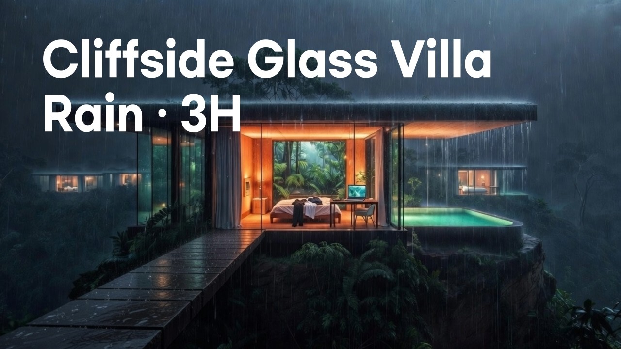 CLIFFSIDE GLASS VILLA RAIN · 3H (Luxury Sleep Ambience)