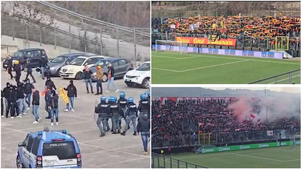 Derby Teramo-Giulianova: lancio di petardi tra tifoserie & lo spataccolo delle curve , 18/01/2026