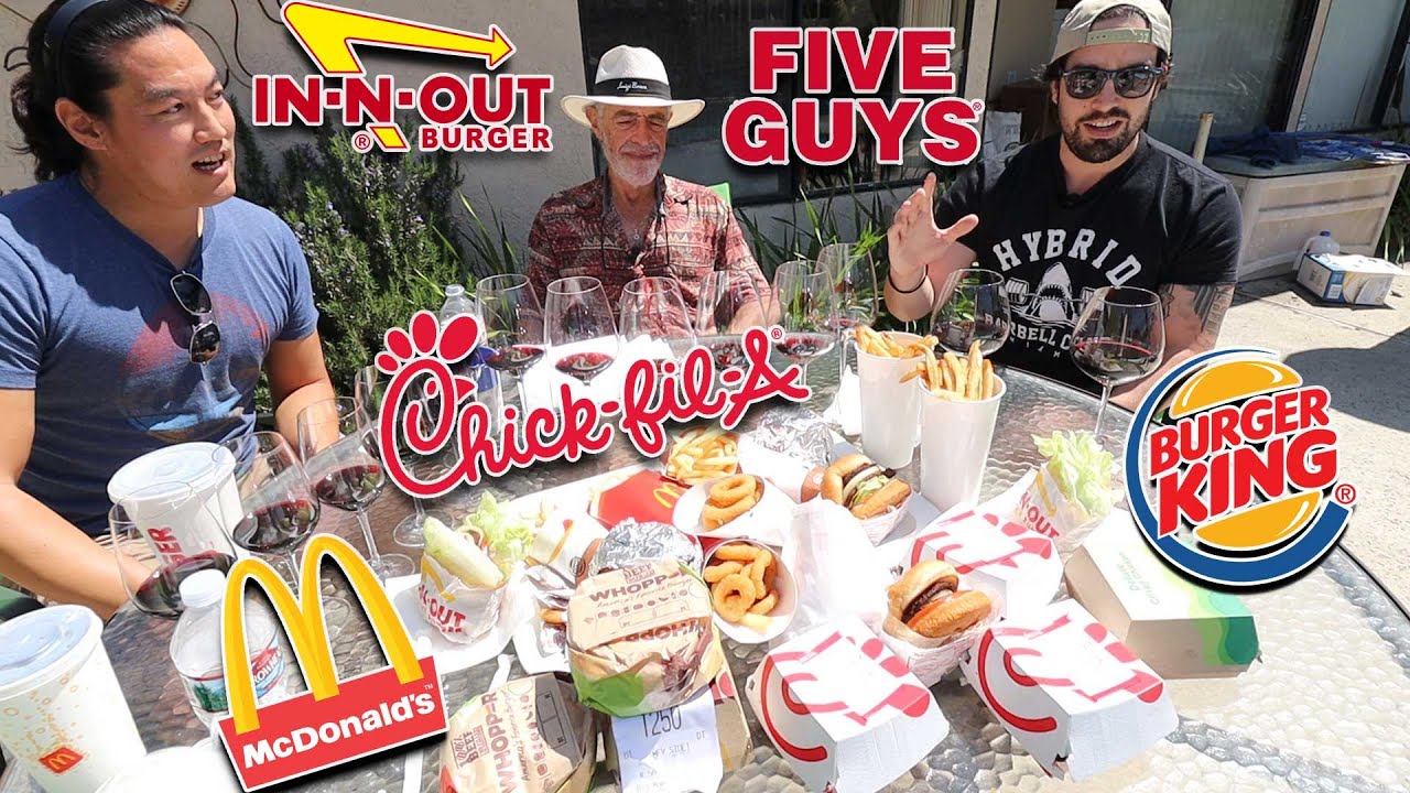American hamburgers! InNOut, Five Guys, Chick-Fil-A, McDonalds, Burger King, and wines!