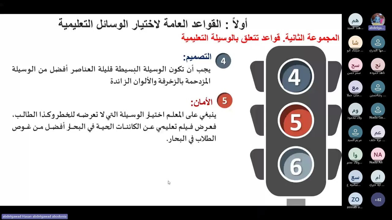 المحاضره الخامسه معايير اختيار ومعوقات الوسيله التعليميه