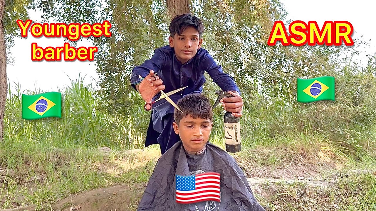 ASMR youngest barber 💈 in the world Amazing haircut with new equipments