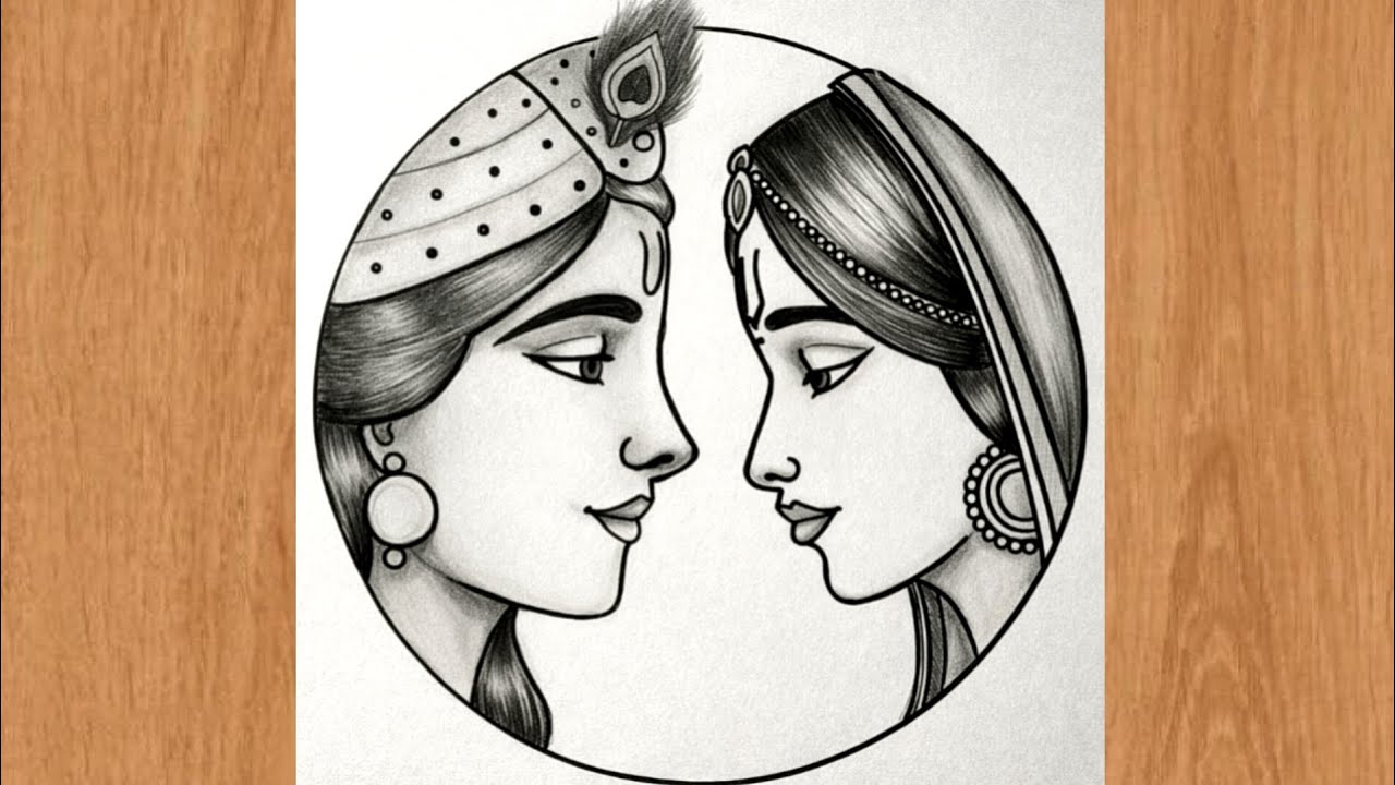 How to Draw Radha Krishna | Easy Radha Krishna Pencil drawing l easy drawing for beginners l chitra