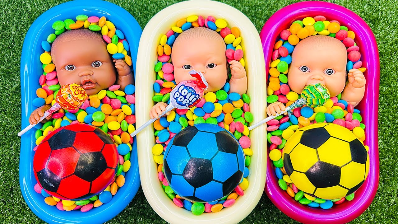 3 Minutes Satisfying Video | Mixing Funny Candy ASMR & Make Up in 3 Bathtubs with Magic M&M's Slime