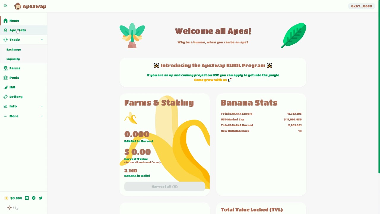 APESWAP | How to cash out your BANANA yield farming tokens