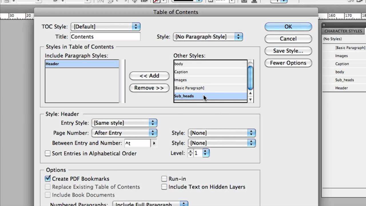 InDesign Table of Contents (No. 83)