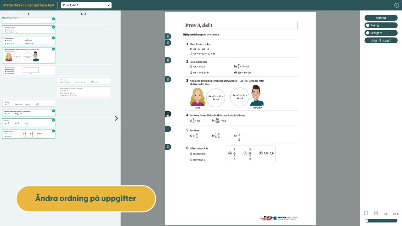 Redigerbara prov till Matte Direkt 7–9