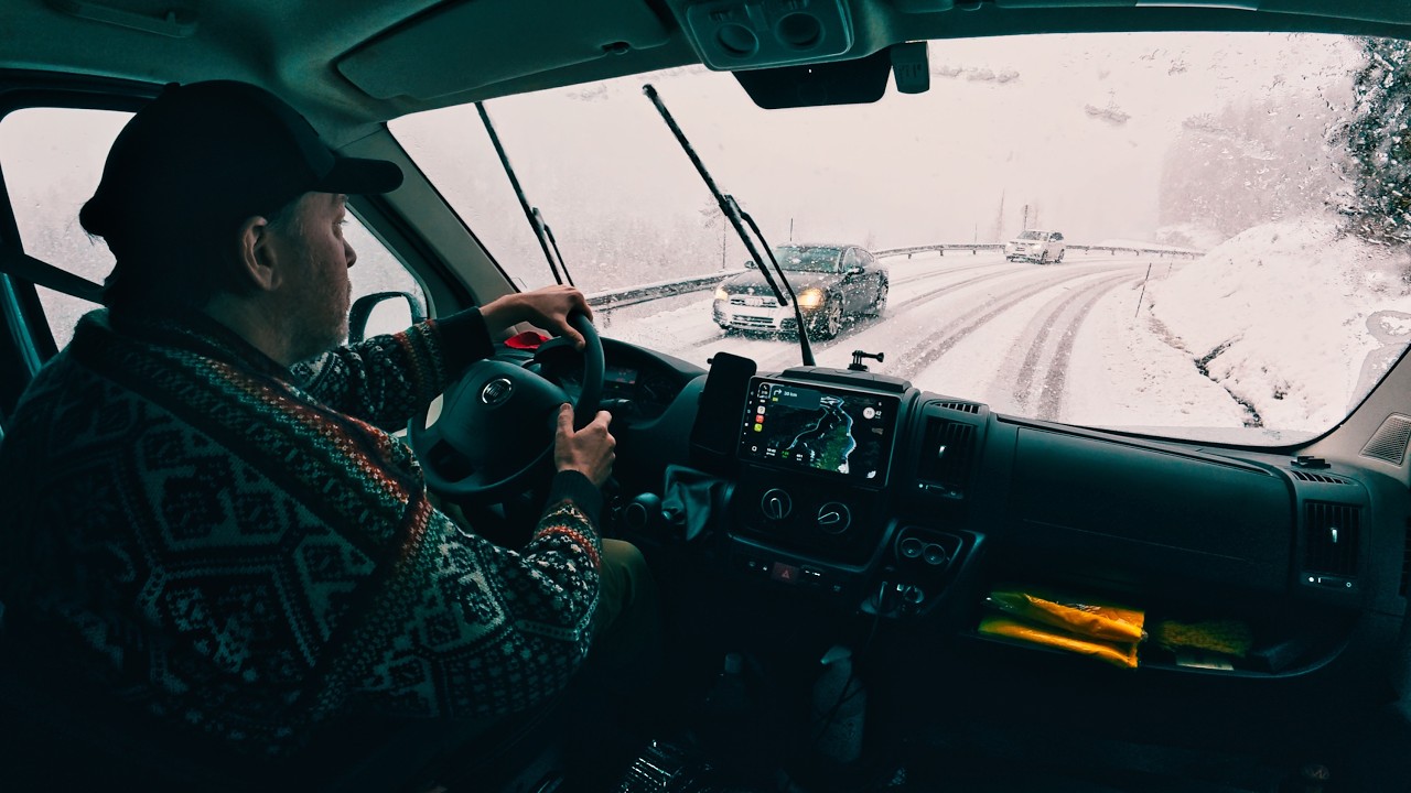 NORWAY: Through BERGEN from FLOR&Oslash; Spring Driving Tour in SNOW STORM, Rain & Tunnels (Passenger POV)