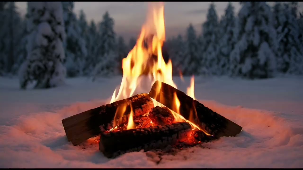 Sleep Better Tonight ❄️ Cozy Winter Campfire by the River | Snowy Forest Ambience 😴