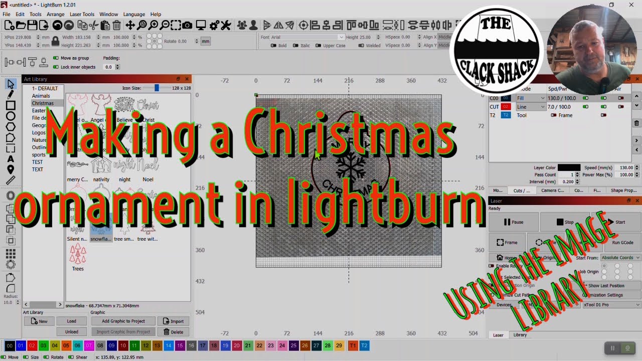 Making a Christmas ornament in lightburn- using the image library
