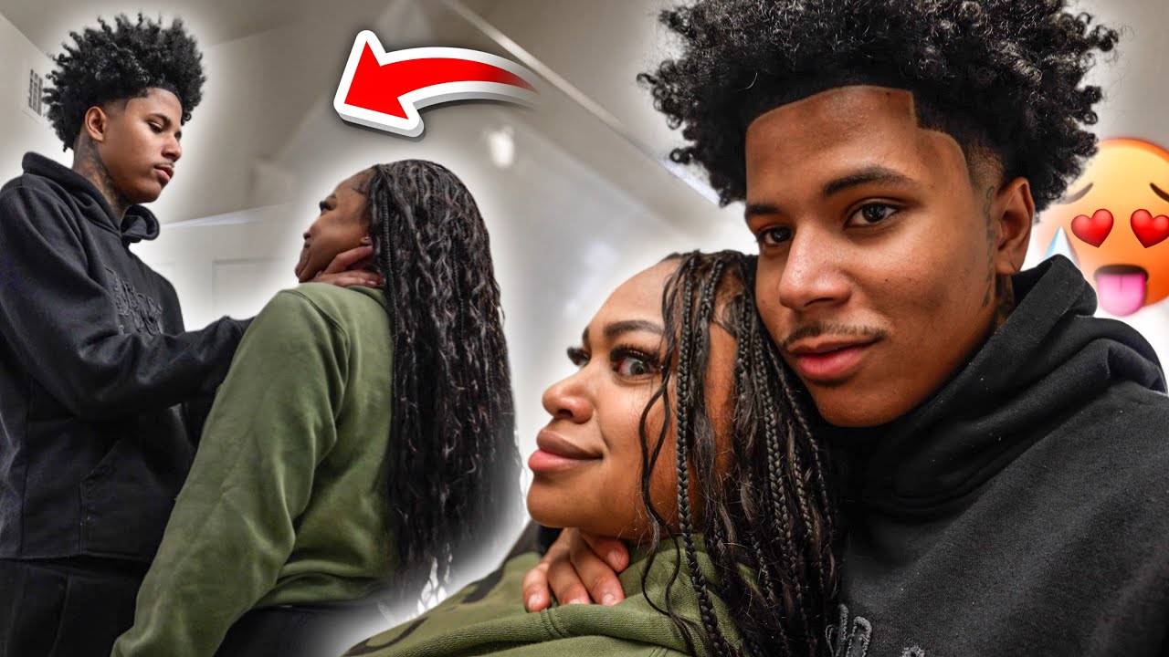 RANDOMLY GRABBING ASHLEIGH’S NECK TO GET HER REACTION..