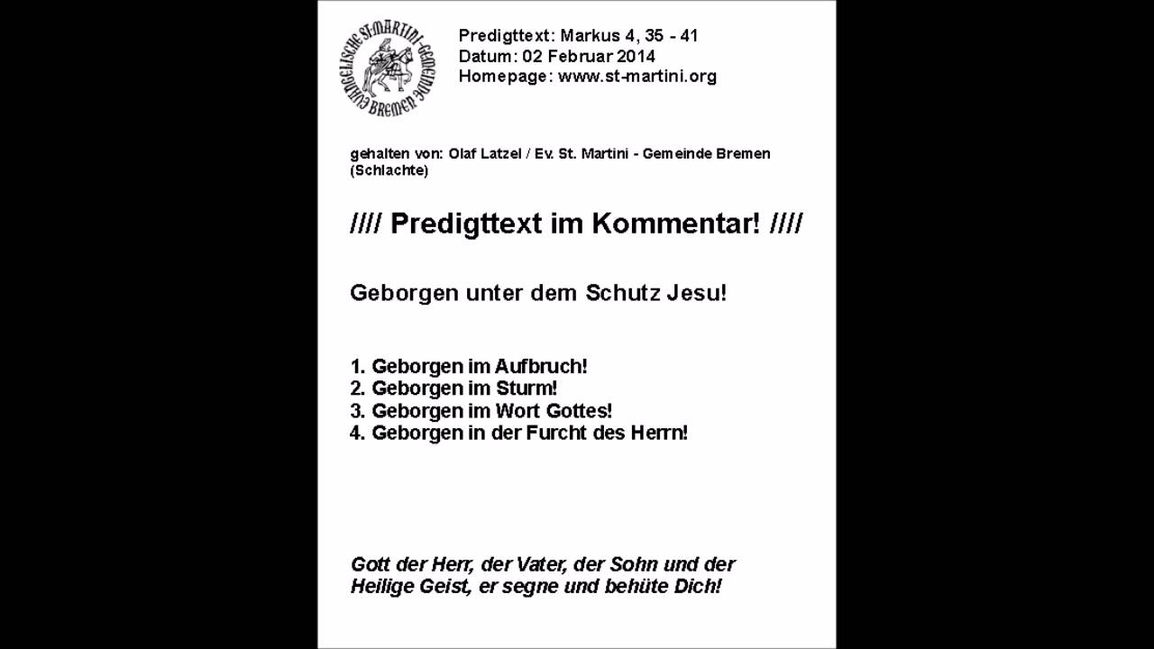 02.02.2014 - Geborgen unter dem Schutz Jesu!