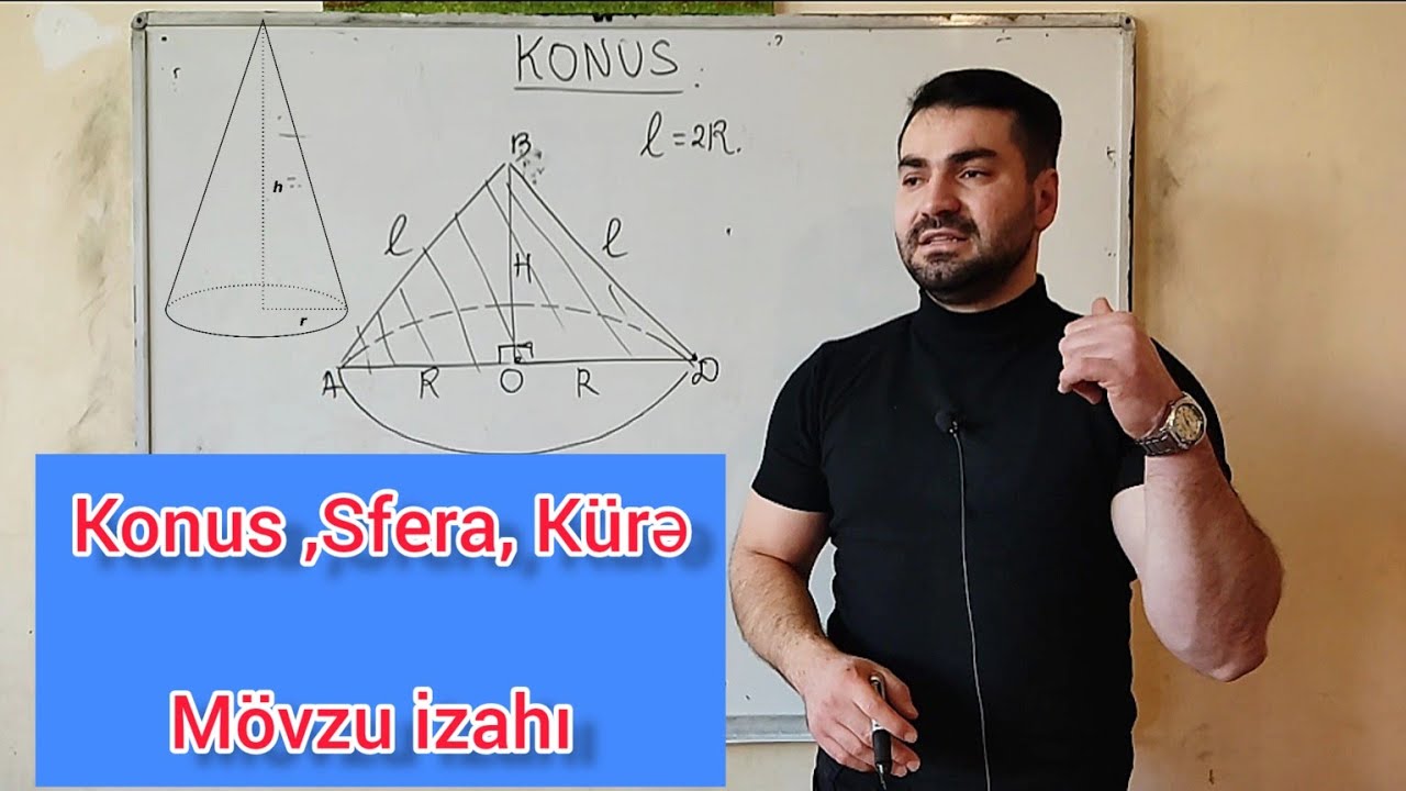 Fırlanma cisimləri-konus,konusun yan və tam səthinin sahəsi-sfera və kürə -mövzu izahı #həndəsə