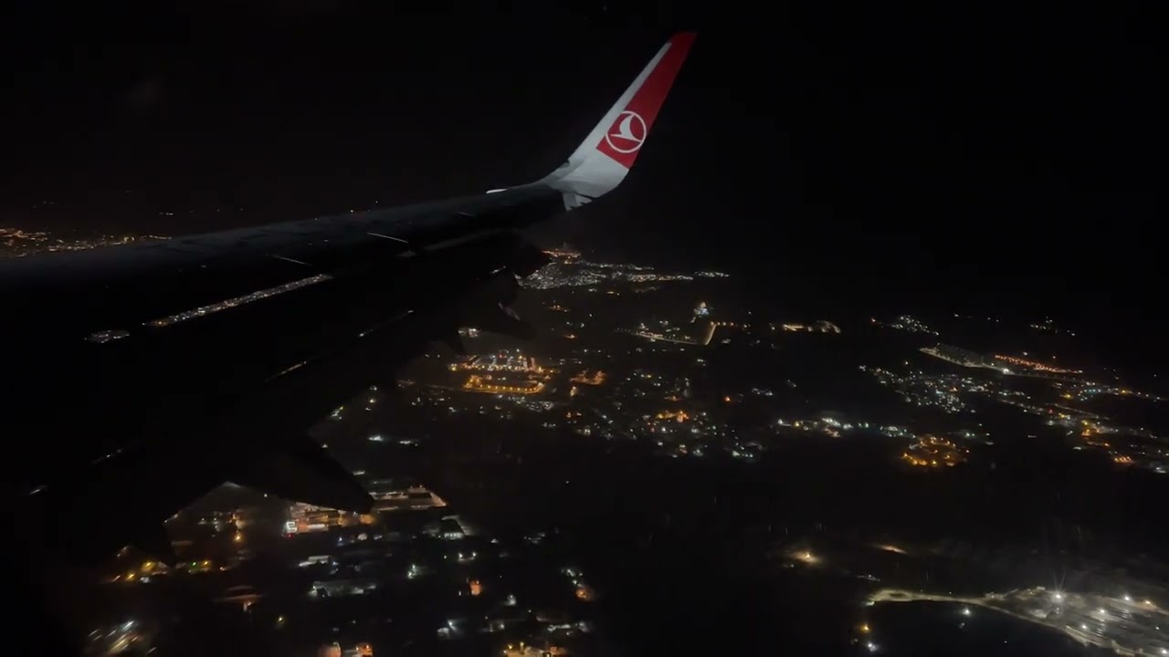 Landing in Sulaymaniyah - Turkish Airline - Night