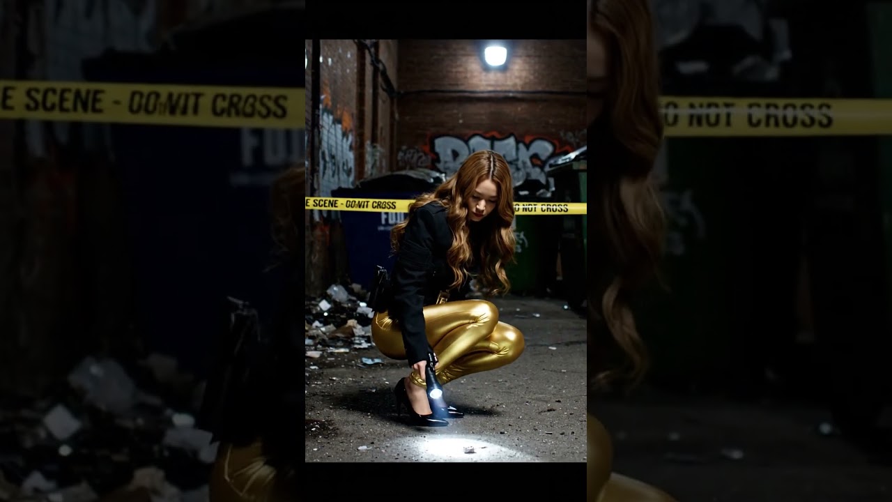 Gold seamless leggings with black tactical blazer and black metallic 10cm heels