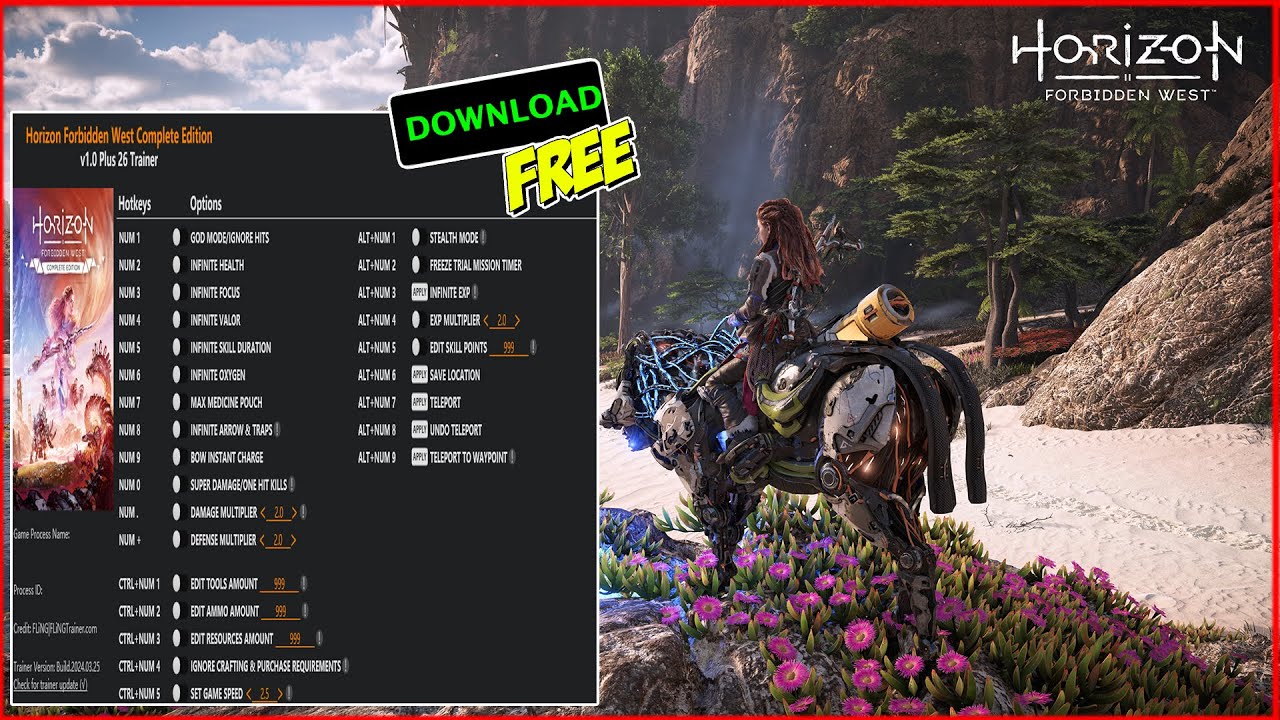 Horizon Forbidden West Complete Edition Trainer (Steam/Epic Games Store)