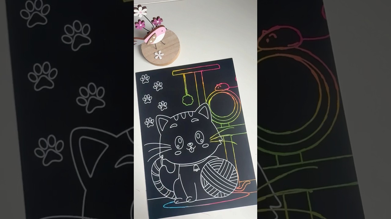 Очень красивая скретч картина Кот 🐱 Gute gift #picture #cat #beautiful #origami #handmade #shorts