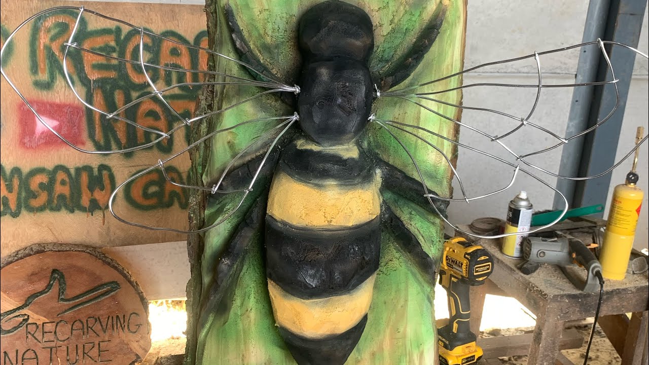 bee chainsaw carving time lapse