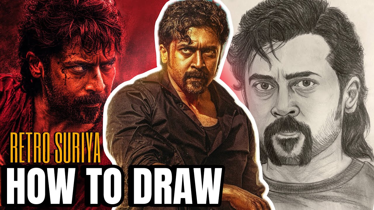 RETRO | Suriya as The One 🔥 Pencil drawing tutorial ⚔️ RJ ART GALLERY