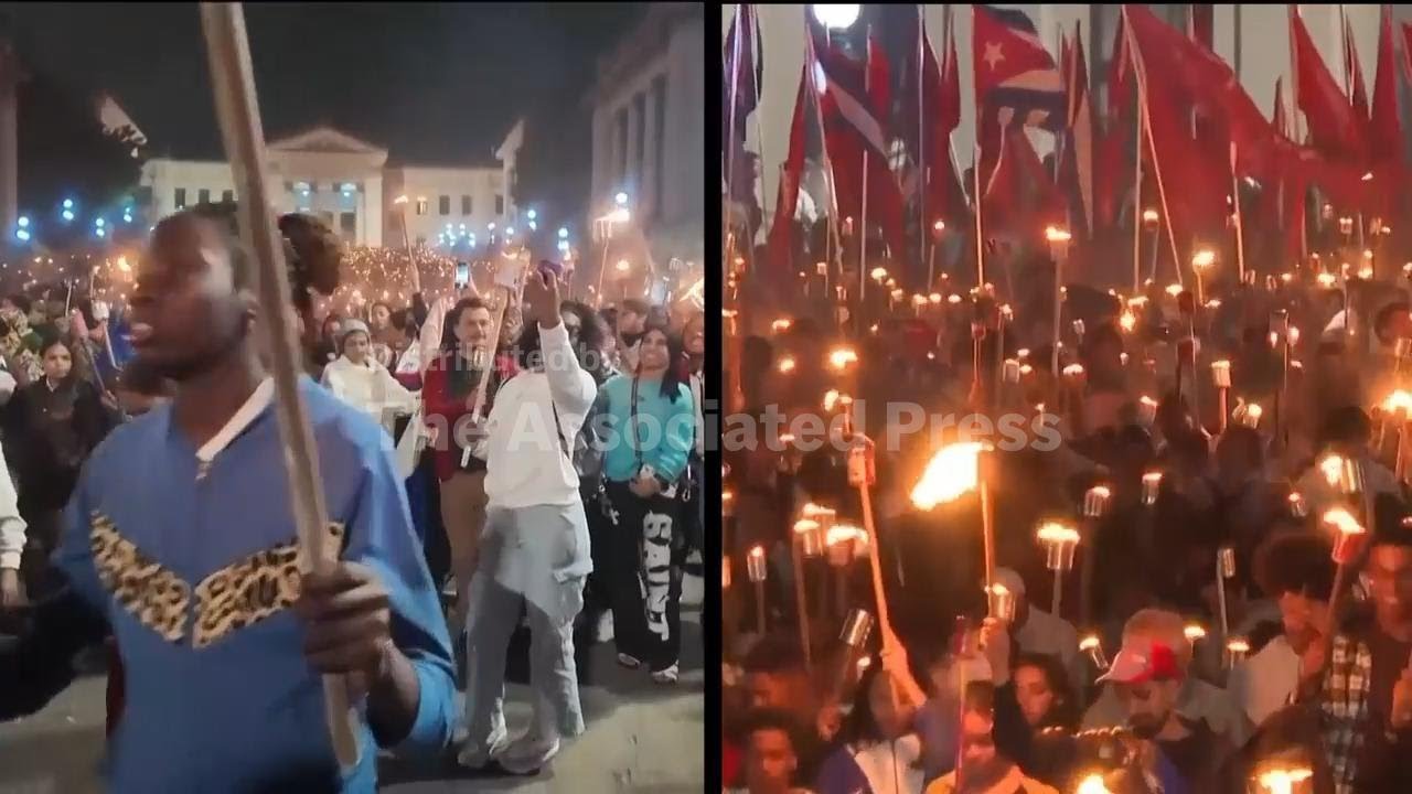 March to honor Cuba’s national hero turns into a show of defiance against recent threats by Trump