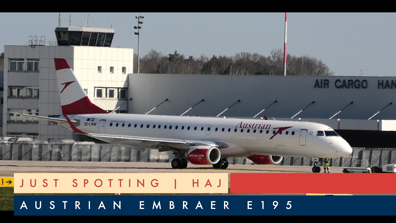 Austrian Airlines  Embraer E195 taxi and Takeoff (Hanover, Germany) 01.04.25  | 4K