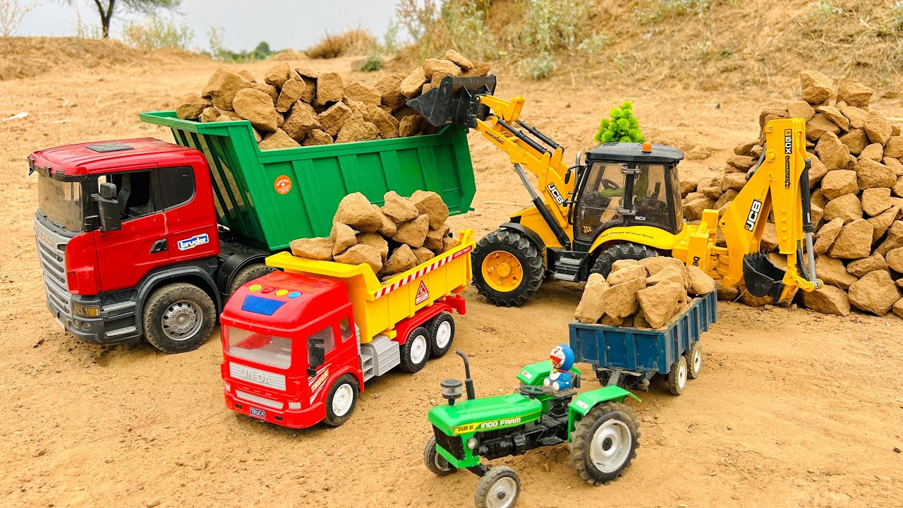 Jcb 5cx fully loading sand HMT tractor trolley | John Deere tractor trolley |@MrDevCreators