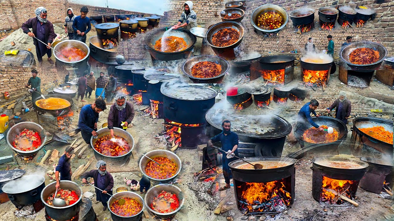 Biggest marriage ceremony in Afghanistan | Kabuli Pulao cooking in Village | village food secrets