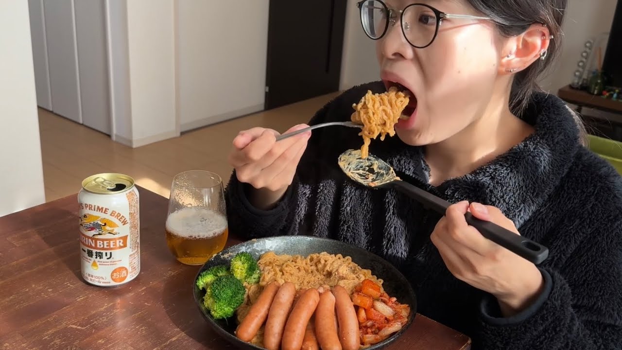 ASMR ロゼ辛ラーメン🍜🌶️🧀【咀嚼音/Mukbang/Eating Sounds】