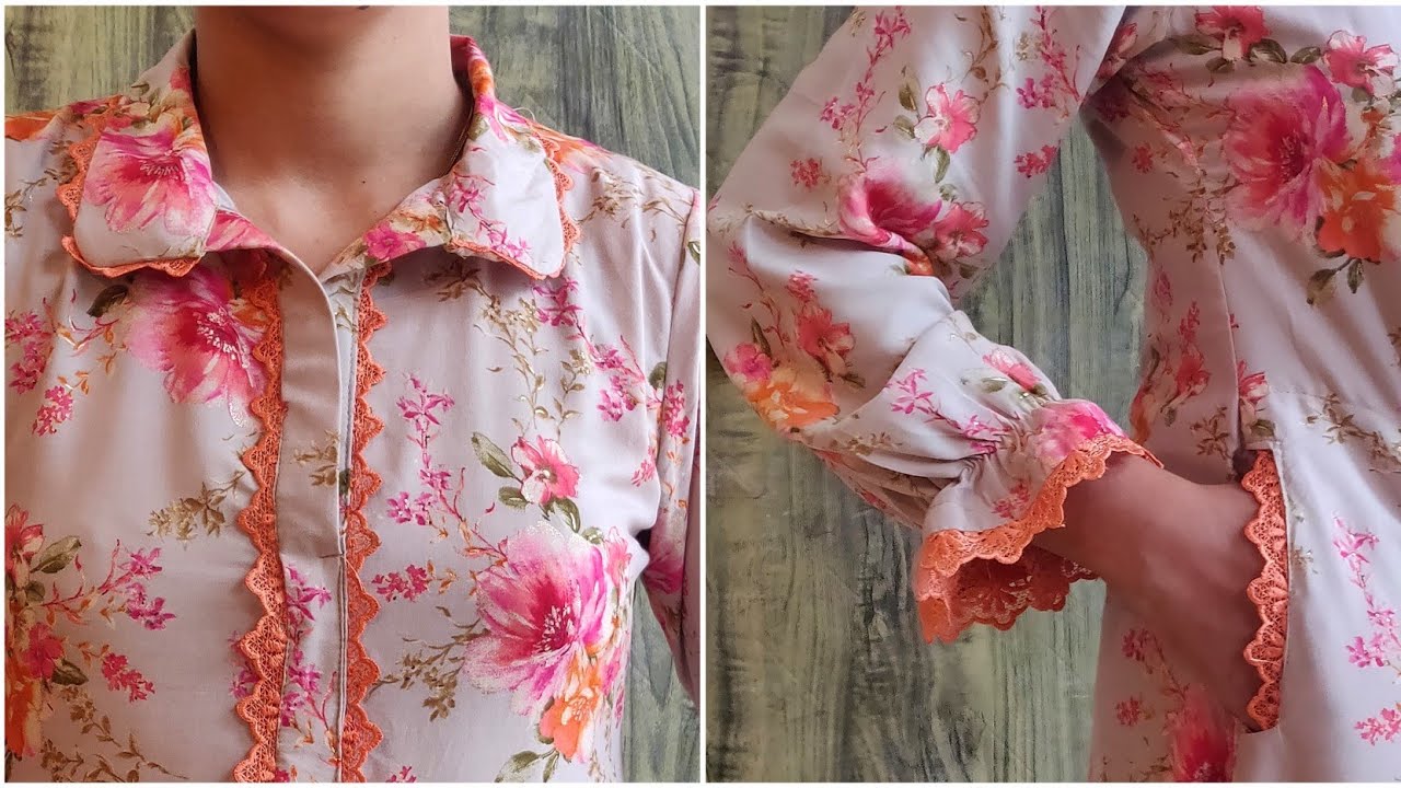 Shirt Collar Kurti Cutting and Stitching | Kurti Pocket Tutorial easy