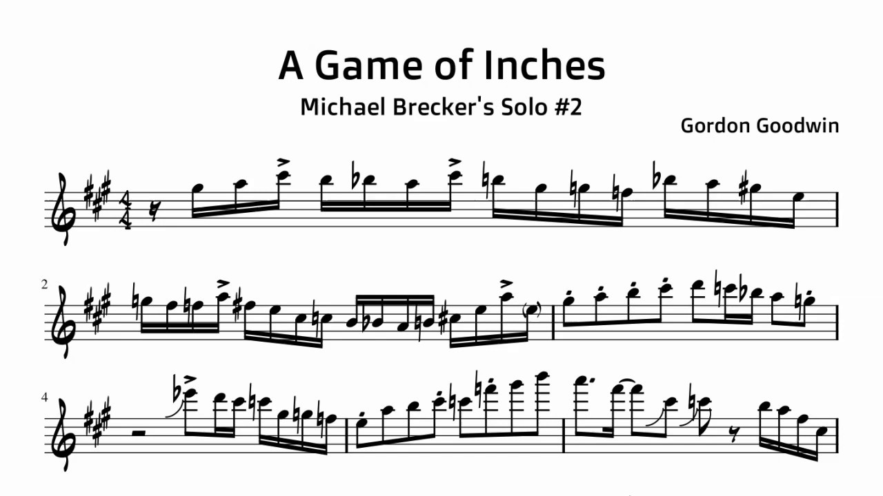 Transcription - A Game of Inches / Michael Brecker's tenor solo