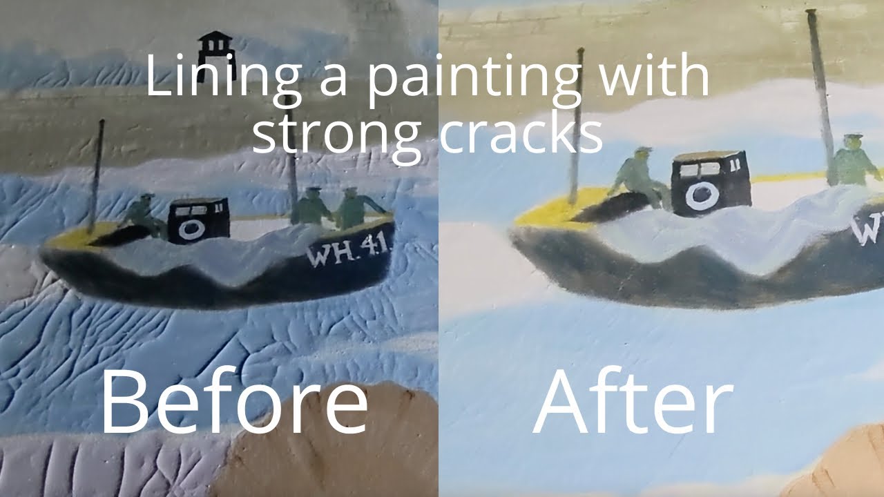 Restoring a painting with strong cracks