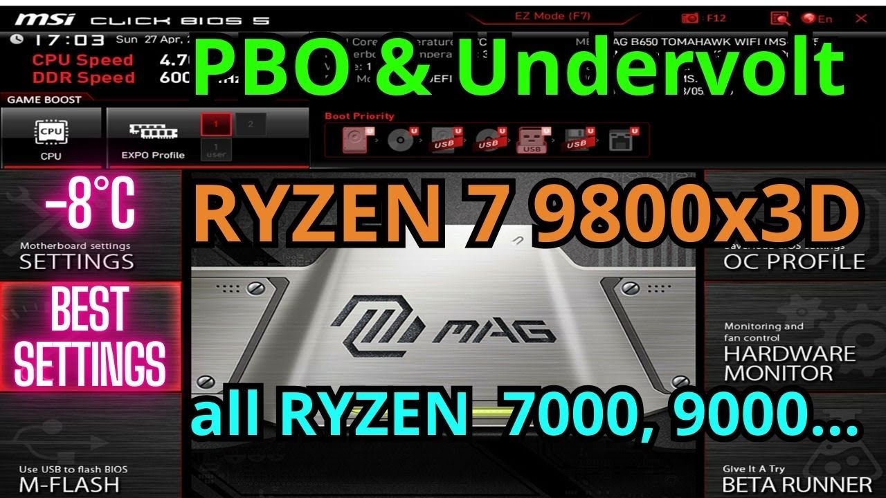 RYZEN 7 9800x3D PBO Undervolt CPU, MSI BIOS settings